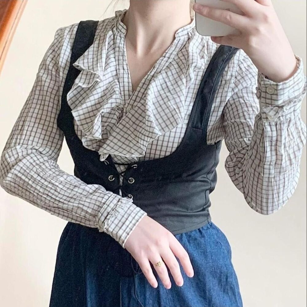 Brown cottage core Prairie Blouse